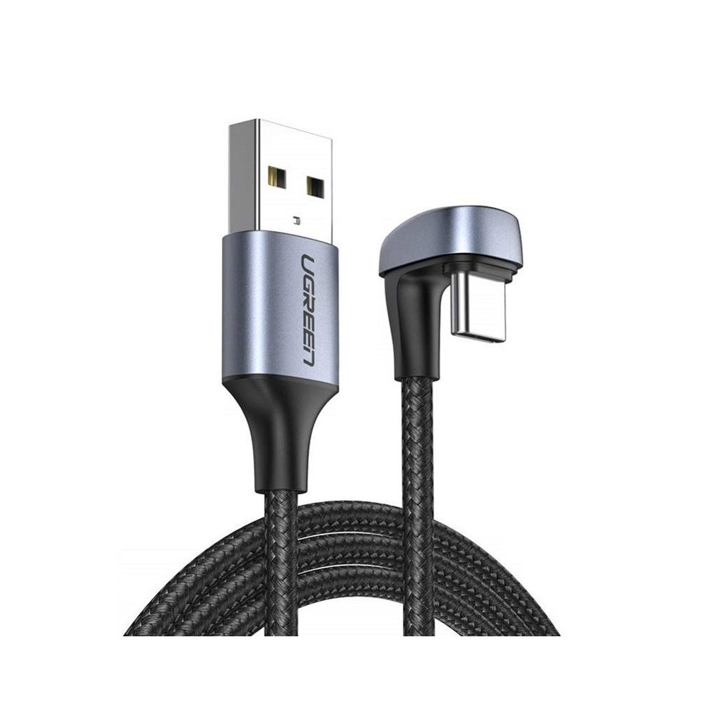 Leņķveida kabeļu kabelis USB spēlētājiem - USB-C Quick Charge AFC FCP 3A 18W - Grey