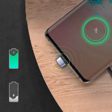 Leņķveida kabeļu kabelis USB spēlētājiem - USB-C Quick Charge AFC FCP 3A 18W - Grey