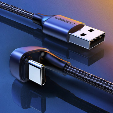 Leņķveida kabeļu kabelis USB spēlētājiem - USB-C Quick Charge AFC FCP 3A 18W - Grey