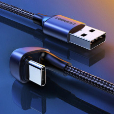Leņķveida kabeļu kabelis USB spēlētājiem - USB-C Quick Charge AFC FCP 3A 18W - Grey