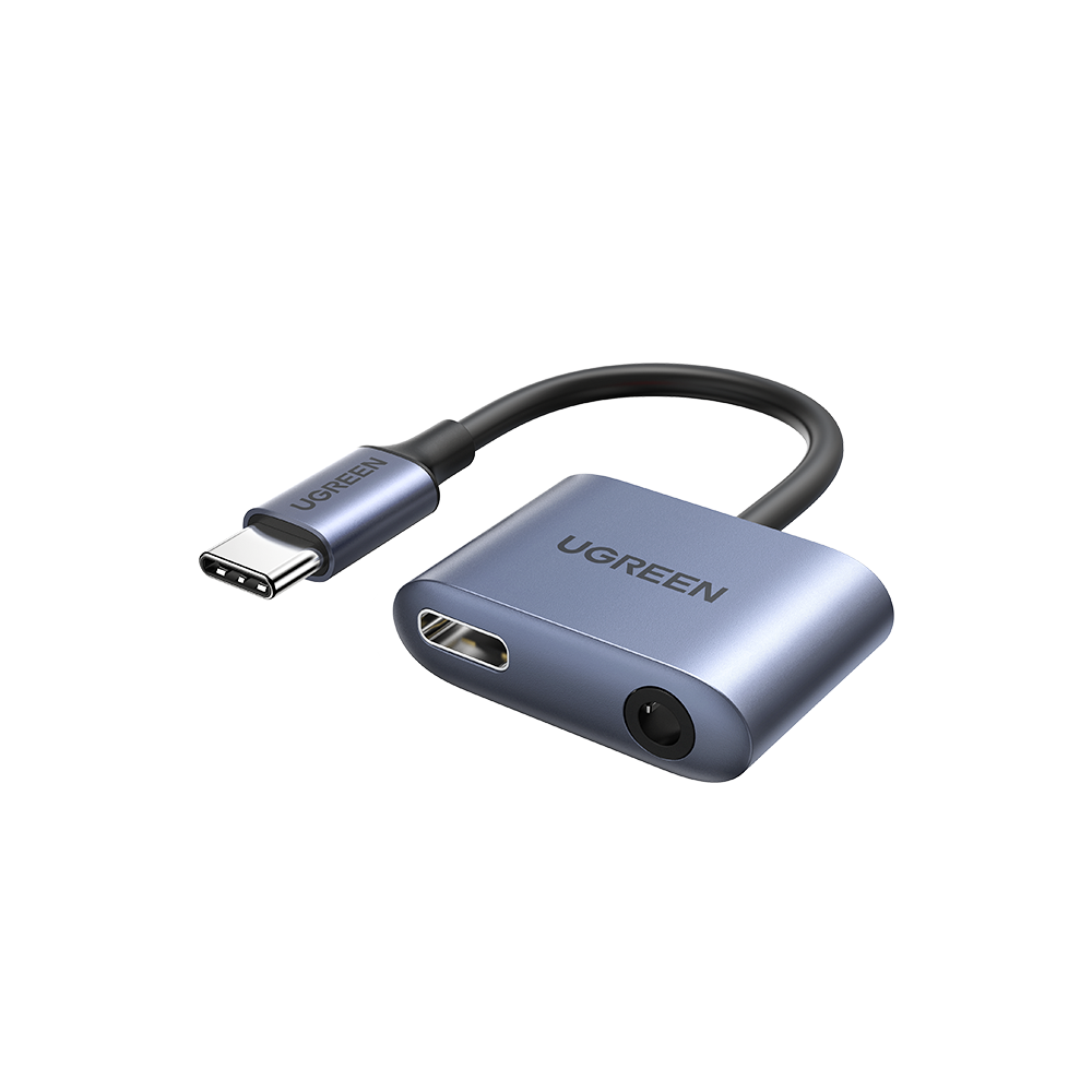 Adapteris Audio Audio audio - USB-C + MINI JACK 3.5mm - pelēks