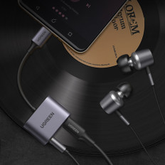 Adapter Audio Audio Audio - USB-C + Mini Jack 3.5mm - Grå