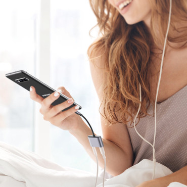 Adapter Audio Audio Audio - USB-C + MINI JACK 3.5mm - Grijs