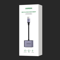 Adapter Audio Audio Audio - USB-C + Mini Jack 3.5mm - Grå