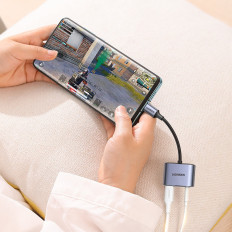 Adapter Audio Audio Audio - USB-C + Mini Jack 3.5mm - Grå