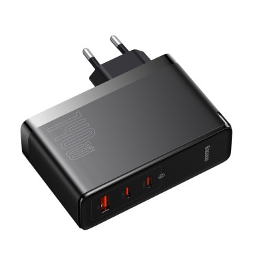 Fast Loader GAN5 PRO 2XUSB-C + USB-A 140W EU - Μαύρο