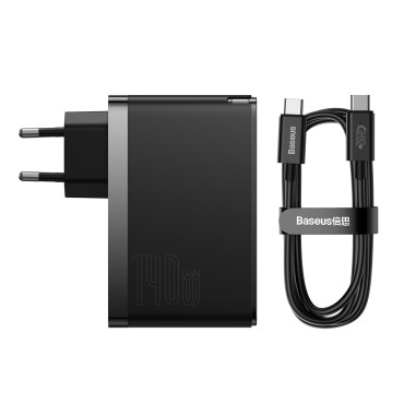 Rýchly nakladač GAN5 PRO 2XUSB-C + USB-A 140W EU - BLACK