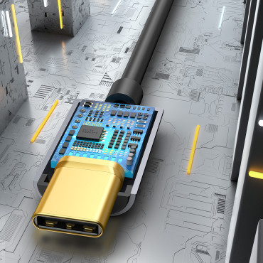 Adaptera adapteris USB-C Austiņām - mini ligzda 3.5mm DAC 24 bit 48KHz - pelēks