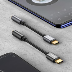 Adaptera adapteris USB-C Austiņām - mini ligzda 3.5mm DAC 24 bit 48KHz - pelēks