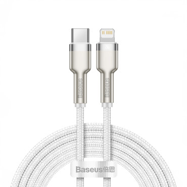 Kabelinė viela iPhone USB-C - Lightning serijos metalo data 20W pd 2m - balta
