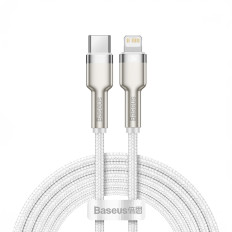 Káblový drôt pre iPhone USB-C - Lightning Series Metal Dátum 20W PD 2M - biela