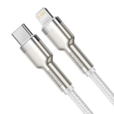 Káblový drôt pre iPhone USB-C - Lightning Series Metal Dátum 20W PD 2M - biela