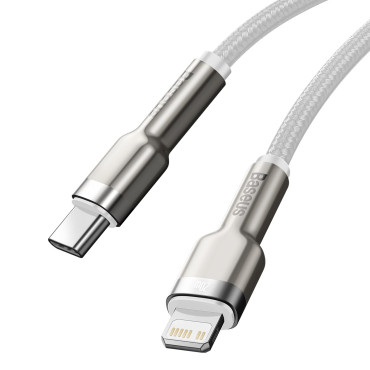 Káblový drôt pre iPhone USB-C - Lightning Series Metal Dátum 20W PD 2M - biela