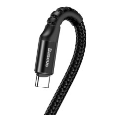 Kabeļu spirālveida kabelis zivju acs USB-A - USB-C 2A 1m - melns