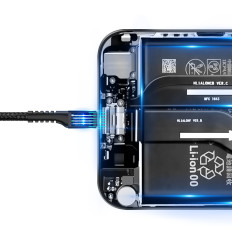 Kabeļu spirālveida kabelis zivju acs USB-A - USB-C 2A 1m - melns