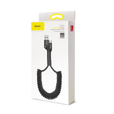 Cable Spiral Cable Fish Eye USB-A - USB-C 2A 1M - black