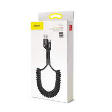Kabel-Spiralkabel Fischauge USB-A - USB-C 2A 1M - Schwarz