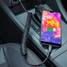 Kabeļu spirālveida kabelis zivju acs USB-A - USB-C 2A 1m - melns