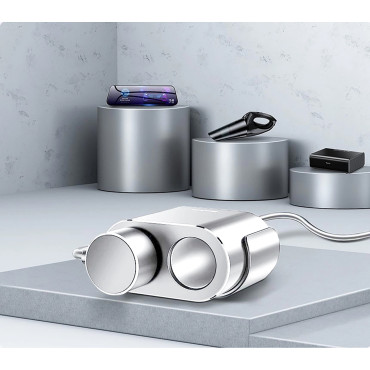 Bildistributør 2x Nest Lighter 80W 2X USB-A 3.1A - Sølv