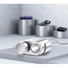 Auton jakelija 2x pesä kevyempi 80W 2x USB-A 3.1A - hopea