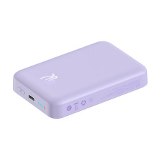 PowerBank magnētiskā indukcija 10000MAH 20W + USB-C kabelis - violeta