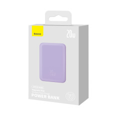 PowerBank magnētiskā indukcija 10000MAH 20W + USB-C kabelis - violeta