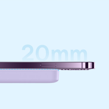 PowerBank magnētiskā indukcija 10000MAH 20W + USB-C kabelis - violeta