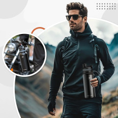 Garrafa de garrafa de água de bicicleta para bebidas de aço inoxidável 530ml - preto