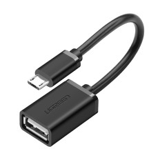 Adapter-sovitin Micro USB (uros) - USB-A (naaras) OTG Flat 0.15m - musta
