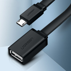 Προσαρμογέας προσαρμογέα Micro USB (αρσενικό) - USB-A (θηλυκό) OTG Flat 0.15m - μαύρο