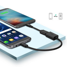 Adapterio adapteris Micro USB (vyrai) - USB-A (Moteris) OTG butas 0.15m - juoda