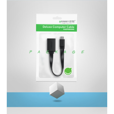 Προσαρμογέας προσαρμογέα Micro USB (αρσενικό) - USB-A (θηλυκό) OTG Flat 0.15m - μαύρο