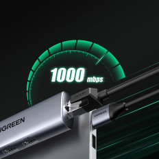 5W1 HUB USB-A 3.0 - RJ45 / 3x USB-A 3.0 / Micro USB - GRIS