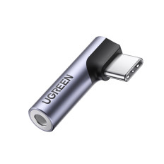 Adapter Vinkel Audio Audio Adapter (Man) - Minijack 3.5mm (Kvinnlig) - grå