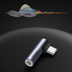 Adapter Vinkel Audio Audio Adapter (Man) - Minijack 3.5mm (Kvinnlig) - grå