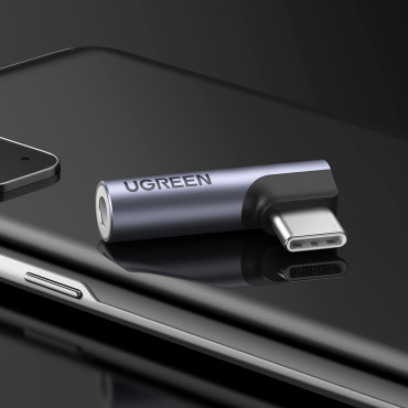 Adapter Vinkel Audio Audio Adapter (Man) - Minijack 3.5mm (Kvinnlig) - grå