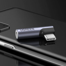 Adapter Vinkel Audio Audio Adapter (Man) - Minijack 3.5mm (Kvinnlig) - grå