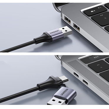 HDMI-adapter (kvinne) - USB-A / USB-C (mann) - grå