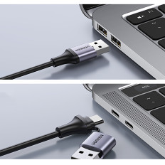 HDMI-adapter (kvinne) - USB-A / USB-C (mann) - grå