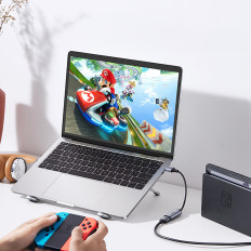 HDMI-adapter (kvinne) - USB-A / USB-C (mann) - grå
