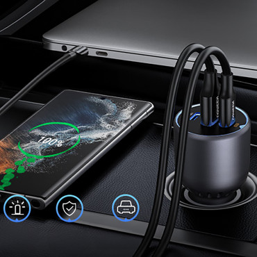 130W 2X USB-C 1X USB-A AUTOMOBILOVACIA - GRAY