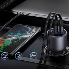 130W 2X USB-C 1X USB-A AUTOMOBILOVACIA - GRAY