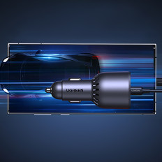 130W 2x USB-C 1X USB-A-autolader - Grijs