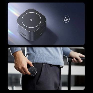 3in1 carregador de indução Magsafe Qi em fones de ouvido com porta USB-C - Preto