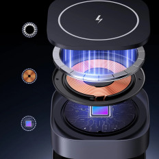 3in1 indukcinis įkroviklis "Magsafe Qi" telefonų ausinėmis su USB-C prievadu - juoda