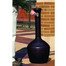 Cendrier extérieur autoportant noir avec un réservoir de 15L, diamètre 33cm, hauteur 100cm.
