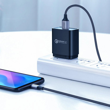 Cabo USB-A Cable - USB-C QC 3.0 3A 0.25m - cinza