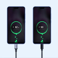 Cabo USB-A Cable - USB-C QC 3.0 3A 0.25m - cinza