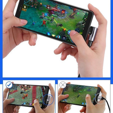 Kaapeli kulmajohto USB-A - USB-C 3A 3M - harmaa