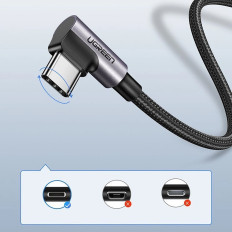 Cavo ad angolo del cavo USB-A - USB-C 3A 3M - Grigio